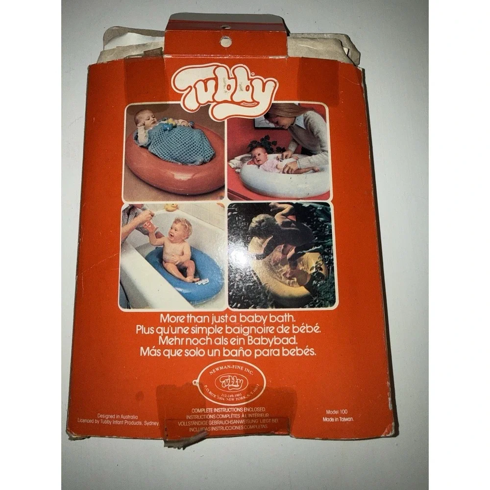 Vintage Tubby Inflatable Baby Bath NOS New Open Original Box 70s 80s BLUE‎